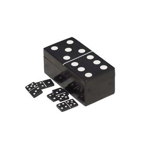 Jeu de dominos en résine noire double six avec points blancs et ligne argentée pour le jeu - Product Image 3