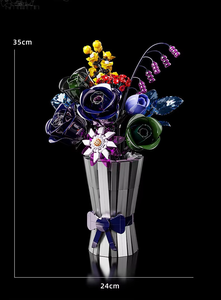 Blocs de construction Phantom Night Glass Rose Plants, modèle de fleurs préservées, bouquet botanique MOC 13039, jouet en briques, cadeau d'anniversaire pour enfant - Product Image 6