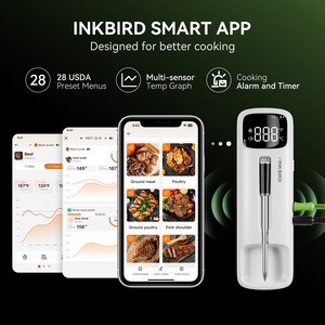 Inkbird เครื่องวัดอุณหภูมิบาร์บีคิวแบบใช้สายไร้สายแบบ INDT-33-B พร้อมแอพแจ้งเตือนการตรวจสอบแอปเปิ้ลวอทช์ - Product Image 6
