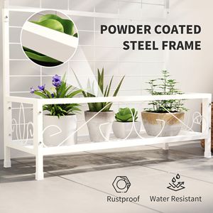 Soporte de Metal Blanco para Plantas de 36 x 12.8 x 74 Pulgadas de Alto con Enrejado y Barra para Colgar, para Interiores y Exteriores, Suministros de Jardín, Soporte para Plantas - Product Image 5