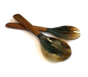 Vaisselle haut de gamme avec manche en corne, fourchettes en corne antique avec finition métallique dorée, ensemble de repas unique, accessoires de table traditionnels en corne - Product Image 6