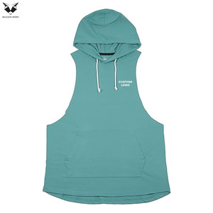 Newest Men's Cut Off <b>Workout</b> Sleeveless <b>Hoodies</b> In Solid Color Gym Muscle Tank Training Gym Wear Customized Made For Men - Product Image 5