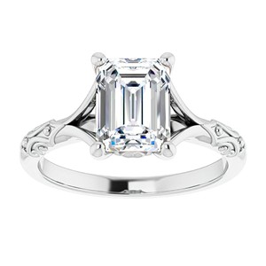2.5CT Emerald Cut Vintage <b>Ring</b> VVS1 Moissanite Solitaire Engagement <b>Ring</b> For Her 14K Solid White Gold Wedding <b>Statement</b> <b>Ring</b> - Product Image 1