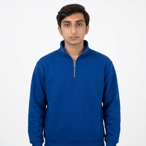 Custom Men Quarter <b>Zipper</b> <b>Sweatshirt</b> Heavy Cotton Fleece Drop Shoulder Fit High Collar Casual Streetwear - Product Image 3