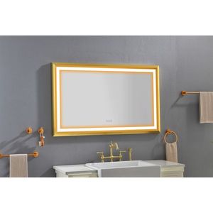 Specchio da Bagno LED 48x30 Pollici con Cornice in Metallo, Montaggio a Parete, Pulsante Touch Intelligente, Antiappannamento, Memoria, Rettangolare - Product Image 3