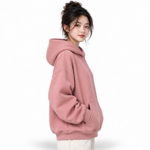 เสื้อฮู้ดดี้โอเวอร์ไซส์สำหรับผู้หญิงรุ่นใหม่ล่าสุด เนื้อผ้านุ่ม สวมใส่สบาย ดีไซน์เรียบง่าย เหมาะสำหรับใส่ลำลองและสตรีทแวร์ทุกวัน - Product Image 2
