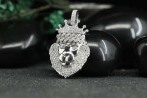 Iced Out Lion Pendant with Crown Moissanite Hip Hop Necklace 925 Silver King of the Jungle Wedding Jewelry Phoenix Enterprises - Product Image 2