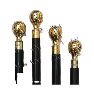 Bâton de marche en bois fait à la main avec poignée de bouton de boule en laiton/cannes de marche en bois avec poignée de bouton de boule en laiton de concepteur - Product Image 1