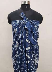 Sarong pareo en coton teint à la main, écharpe de plage pour femme, tissu voile doux, imprimé floral, toutes saisons, couverture de maillot de bain, travelgo - Product Image 2