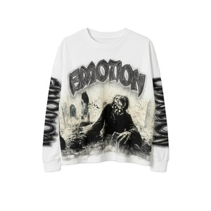 Nouveau Sweat-shirt d'été personnalisé à col rond, avec logo personnalisé, en coton épais 100%, à manches longues, style streetwear décontracté, effet vintage délavé - Product Image 1