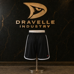 Shorts de basket-ball en maille Y2K pour hommes, shorts streetwear noirs amples avec motif 08 en strass, bordure blanche et cordon de serrage - Product Image 2