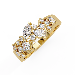 Anillo de Boda de Oro Amarillo de 14K con Diamantes Cultivados en Laboratorio de Múltiples Formas, Anillo de Regalo de Aniversario, Proveedor de Joyería Personalizada al por Mayor - Product Image 3