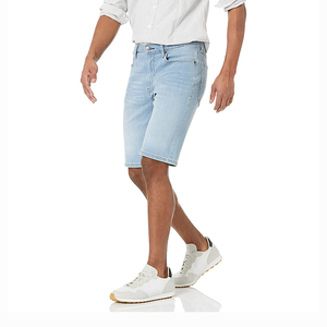 Shorts en jean en coton pour hommes, fermeture éclair, décontractés, denim délavé, grandes tailles, longueur genou, confortables et durables - Product Image 4