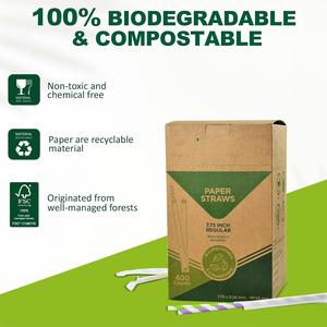 100 Piezas de Pajitas Desechables de Papel Kraft Ecológicas de 6 mm para Té de Burbujas, Café, Té, Restaurante, Tubo para Beber - Product Image 2