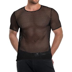 T-shirt à manches courtes en maille fine bleue, respirant, en polyester et élasthanne, anti-transpiration, flexible, couche de base pour le fitness, chemises en maille pour hommes - Product Image 5