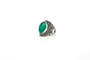 Anillo de Esmeralda Vintage para Hombre, Anillo de Plata 925 con Patrón de Flores Antiguas, Anillos de Piedra de Ágata Verde para Hombre, Joyería de Lujo al por Mayor - Product Image 2