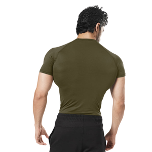 New Wholesale <b>Men's</b> Solid Pattern Compression <b>T</b>-<b>Shirts</b> <b>Cool</b> Dry Gym Fitness Training Tops Short Sleeves 260 Grams Fabric Weight - Product Image 2