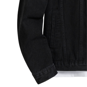 <b>Mens</b> <b>Black</b> Hooded Canvas Windproof <b>Jacket</b> Zipper Front <b>Long</b> Sleeve Chest Pocket Side Pockets Casual Regular Fit Trucker - Product Image 6