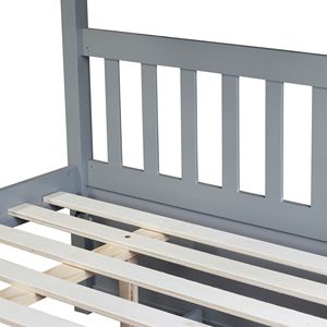 Letto a castello convertibile Full Over Full in legno di gomma con letto estraibile, scaletta e sponde di protezione - Letti per bambini con letto estraibile singolo - Product Image 3