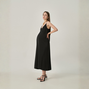 Women's Satin Midi Dress, <b>Spaghetti</b> <b>Strap</b>, Sleeveless, Loose Straight Fit, Breathable, Minimalist Casual Style - Product Image 1