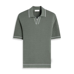 Chemise tissée pour homme de qualité supérieure OEM, à manches courtes, avec fermeture éclair, texture unie, coupe ajustée, décontractée, logo personnalisé - Product Image 1