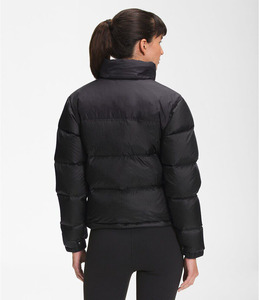Blouson matelassé noir pour femme, col montant, fermeture éclair, coupe-vent, vêtement d'extérieur d'hiver, style décontracté, rembourrage en polyester 400g, tricoté - Product Image 3