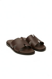 Sandales à enfiler en cuir pour hommes, avec semelle en caoutchouc antidérapante, confortables et douces, pour l'intérieur et l'extérieur - Product Image 3