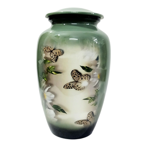 Urne funéraire artisanale en métal pour cendres humaines - Paysage de cerfs dans une forêt paisible - Urne commémorative pour adultes - Product Image 4