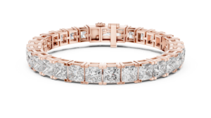 LUXURY LAB GROWN PRINCESS CUT DIAMOND TENNIS BRACELET SET 18KT YELLOW <b>GOLD</b> RHODIUM PLATED DAILY OFFICE WEAR WEDDING ENGAGEMENT - Product Image 6