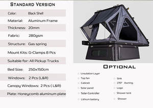 Pickup <strong>Truck</strong> <strong>Topper</strong> 1-2 Person High Quality Camper Triangle Rooftop Tent Hard Shell <strong>Topper</strong> - Product Image 3