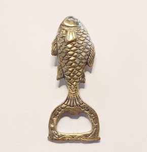 Fish Shape Bottle Opener Brass Metal Beer Opener Handheld Nautical Decorative Barware Home <b>Bar</b> Kitchen Accessories - Product Image 1