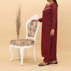 2PC Glittery Broshia Chiffon Pantalones de traje de mujer Colección PW4166 - Product Image 2