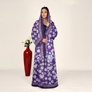 Abaya de Chifón Estampado con Hombrecito y Pañuelo a Juego para Mujer, Abierta por Delante, Larga, Modesta, Estilo Árabe Islámico, para Eid y Ramadán, Atuendo de Moda hasta el Suelo - Product Image 5