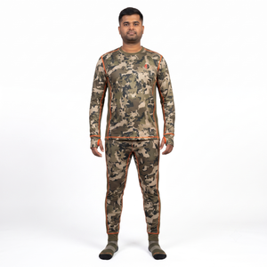 Ensemble de sous-vêtements thermiques en laine mérinos - Couche de base chaude pour la chasse, motif camouflage, polyester recyclé, fabricant OEM - Product Image 1