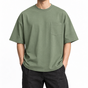 เสื้อยืดโอเวอร์ไซส์ทรงบ็อกซี่สำหรับผู้ชาย พิมพ์โลโก้ได้ตามต้องการ คุณภาพสูง ผ้าฝ้าย 100% เป็นมิตรต่อสิ่งแวดล้อม ระบายอากาศได้ดี ดีไซน์แบบดิสเทรส - Product Image 2