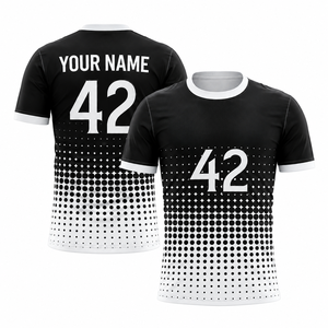 Custom Men Sublimation <b>Football</b> Jersey Short Black <b>White</b> Dot Print Team Uniform Neck Pullover Breathable Quick Dry 100% - Product Image 1