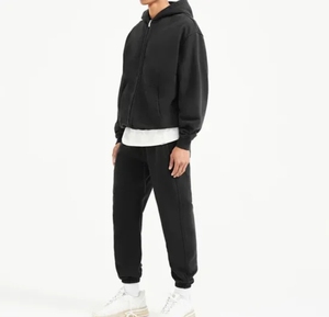 OEM Custom Unisex Hooded Sweatshirt Jacket, Full <b>Zip</b> Fleece <b>Hoodie</b> with Embroidered Logo and Kangaroo <b>Pockets</b>, Wholesale - Product Image 6
