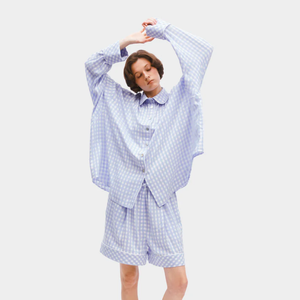 Conjunto de pijama a cuadros navideños para mujer, ropa de dormir de algodón popelín de manga larga, conjunto de ropa de dormir a cuadros para vacaciones y hogar - Product Image 4