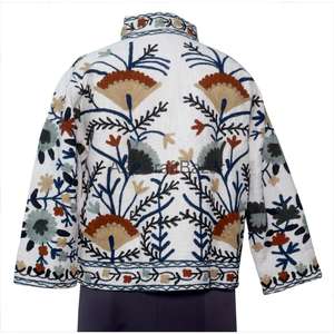 Chaqueta Bomber de Mujer con Cuello en V, Diseño Floral Vintage, Bordado Suzani TNT, Ecológica, Transpirable, de Secado Rápido, Tejido de Algodón - Product Image 5