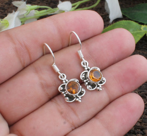 Pendientes de Citrino Natural en Plata de Ley 925, Gema Amarilla Miel, Joyería de Lujo para Fiestas, Venta al Por Mayor - Product Image 3