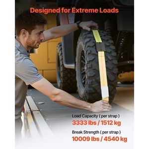 Kit Cinghie di Ancoraggio per Rimorchio Stile Deck con Gancio a J, Resistenza al Rottura di 4500 kg, Blocca Ruote e Fissaggio Auto - Product Image 3