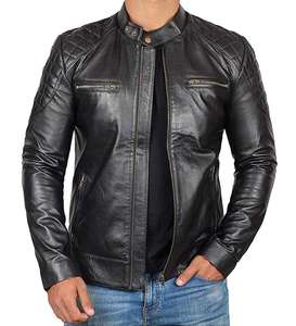 Plus Size Spring and Fall Men's <b>Racer</b> Men's Leather <b>Jacket</b> Genuine leather zip-up <b>jacket</b> - Product Image 4