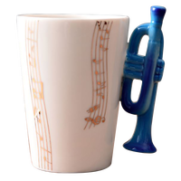 Mug à café en céramique de 250 ml avec poignée en forme de trompette, design musical personnalisé, pour cadeau souvenir de rentrée scolaire