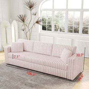 Divano Modulare Rosa Chiaro 106.3 per 3 Persone, Altamente Confortevole con Design Distintivo per Camera da Letto e Soggiorno - Product Image 3