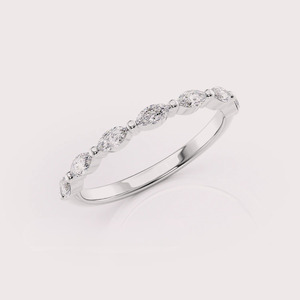 IGI Certified Marquise Shape Lab Grown Diamond Wedding Band Solid 925 Sterling Silver Half Eternity Diamond <b>Ring</b> - Product Image 1