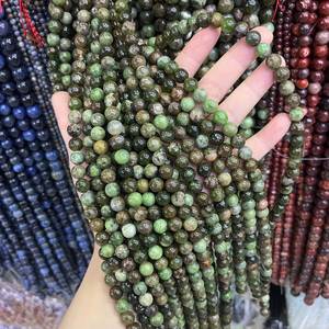 Perles rondes lisses en grenat vert naturel, pierres précieuses énergétiques de guérison, perles en vrac pour bracelet, collier, fabrication de bijoux DIY, lot en gros - Product Image 3