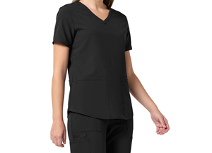 Women's Black V-Neck <b>Scrub</b> Top Cotton Polyester Woven Hospital <b>Uniform</b> <b>Scrub</b> Set Premium Quality Needle Detection Seamless - Product Image 4