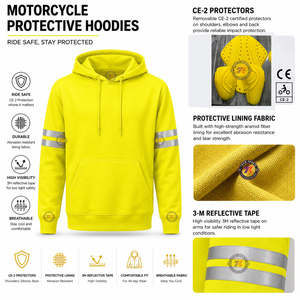 Sudadera con Capucha Protectora para Motociclistas, de Alta Visibilidad, Resistente al Viento, con Forro Polar de Algodón Resistente a la Abrasión, Reflectante, para Motociclistas Urbanos - Product Image 4