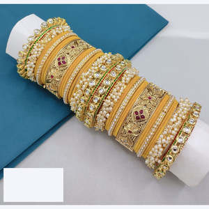 Regal Finish Pota Kundan and Pearl Bridal <b>Bangles</b> <b>Set</b> - Product Image 2