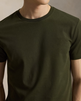 T-shirt unisexe en coton vert olive foncé uni à col rond et manches courtes, doux, durable, confortable, décontracté, respirant pour tous les jours
